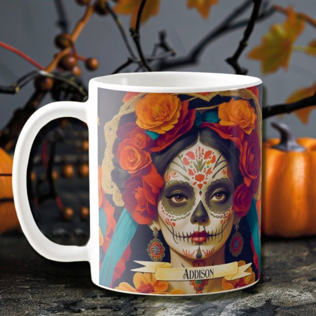 Catrina Day of the Dead 1 with text Kaffeetasse (Von Creator hochgeladen)