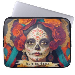 Catrina Day of the Dead 1 with text Laptopschutzhülle