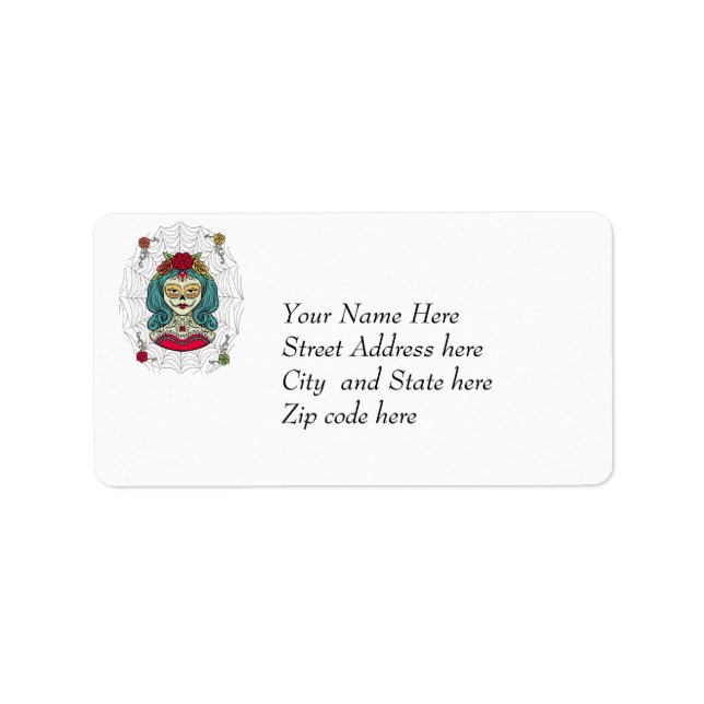 Catrina Día de Muertos Web Adressaufkleber (Vorne)