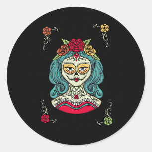 Catrina Día de Muertos Web Runder Aufkleber