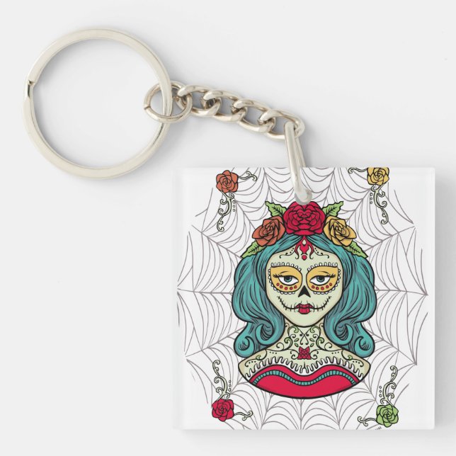 Catrina Día de Muertos Web Schlüsselanhänger (Vorderseite)