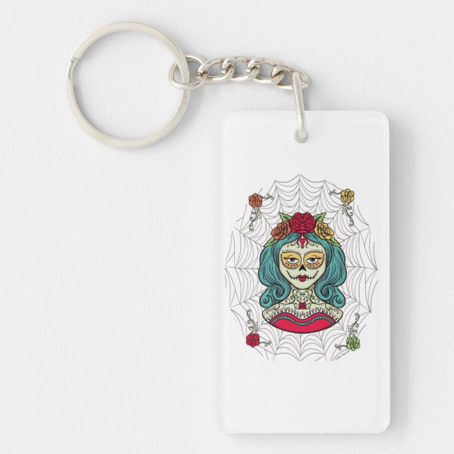 Catrina Día de Muertos Web Schlüsselanhänger (Vorderseite)