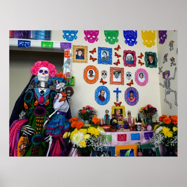 Catrina Mutter und Kind Ofrenda Poster (Vorne)