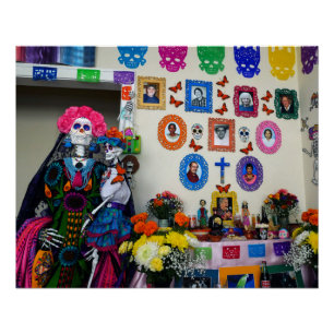 Catrina Mutter und Kind Ofrenda Poster
