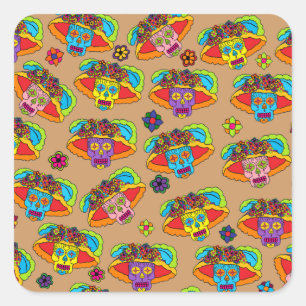 Catrina Sugar Skull Quadratischer Aufkleber