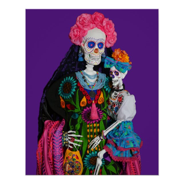Catrina und Calavera Child Sugar Skull Leinwand Poster (Vorderseite)