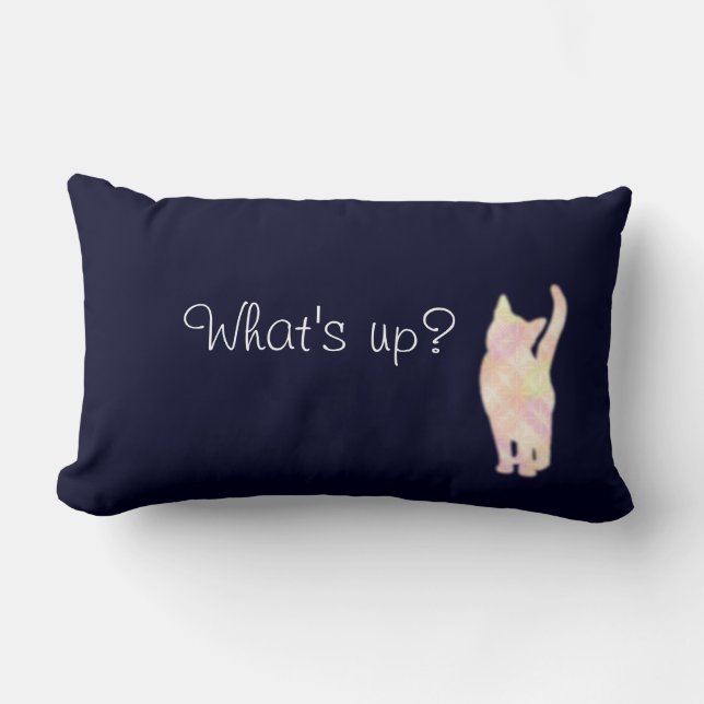 Cat's グラデーション "What's up?" Blue クッション　Throw Pillow Lendenkissen (Vorderseite)