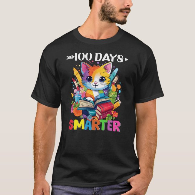 Cats 100th Day of School Teacher 100 days smarter  T-Shirt (Vorderseite)