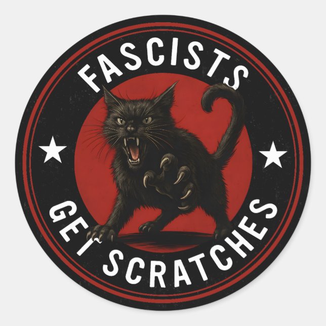 Cats Against Fascists Runder Aufkleber (Vorderseite)