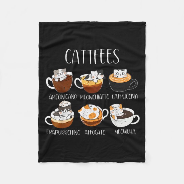 Cats &amp; Coffee Lover Funny Caffeine Quote Cattf Fleecedecke (Vorderseite)