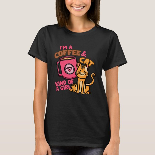 Cats and Coffee Women Cute Girl T-Shirt (Vorderseite)