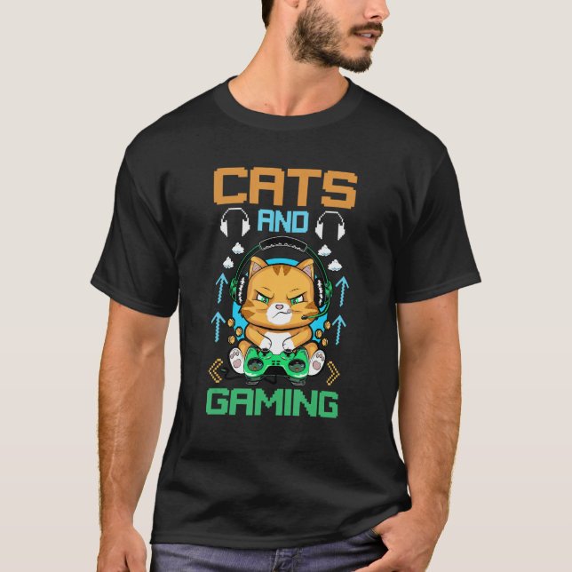 Cats And Gaming Color Cute Kitten T-Shirt (Vorderseite)
