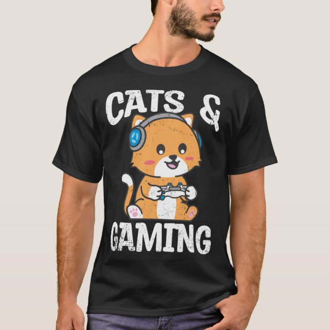 Cats And Gaming Cute Cat Owner Pet Animals  Graphi T-Shirt (Vorderseite)