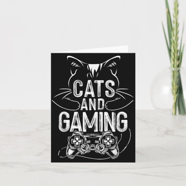 Cats And Gaming Funny For Gamer, Cat Lover, Cat Mo Karte (Vorderseite)