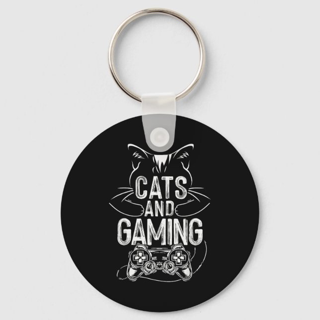 Cats And Gaming Funny For Gamer, Cat Lover, Cat Mo Schlüsselanhänger (Vorderseite)