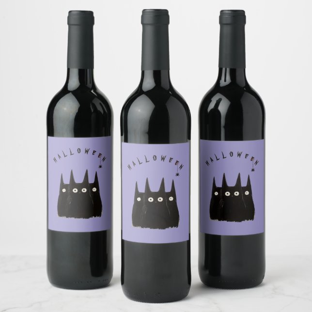 Cats and Halloween Weinetikett (Flaschen)