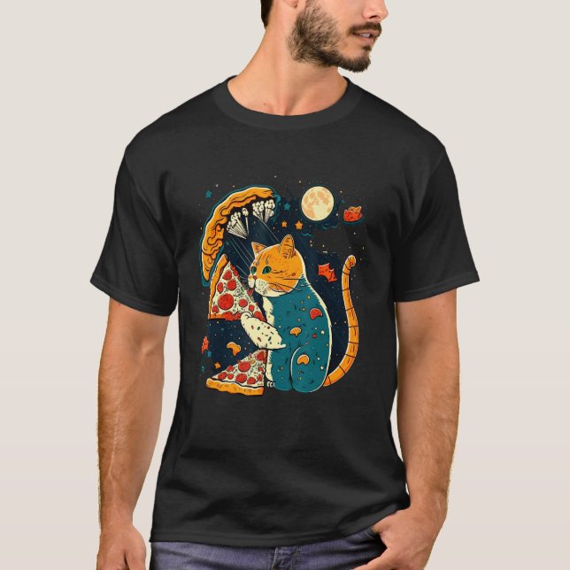 Cats And Pizza Funny Design Cat Lovers Pizza Lover T-Shirt (Vorderseite)