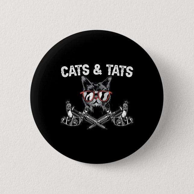 Cats And State Inking Tattoo Lover Tattooing Kitty Button (Vorderseite)