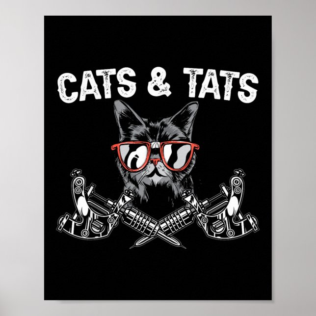 Cats And State Inking Tattoo Lover Tattooing Kitty Poster (Vorne)
