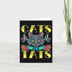 Cats And Tats Vintage Old Style Tattoo-Design  Karte