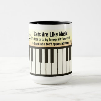Cats Are Like Music - Piano Keyboard Staff & Cats  Tasse