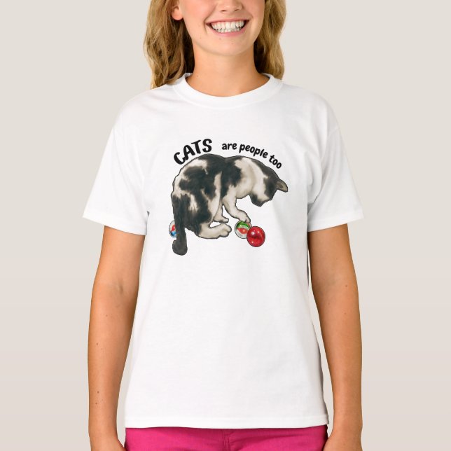 CATS are People Too, Cat and MARBLES T-Shirt (Vorderseite)