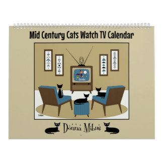 Cats aus der Mitte des Jahrhunderts Fernsehkalende Kalender