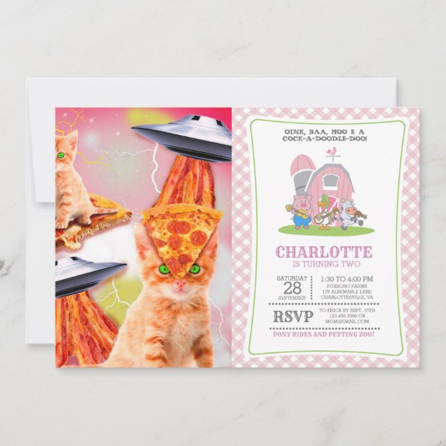 Cats, Bacons und ufos Einladung (Vorderseite)