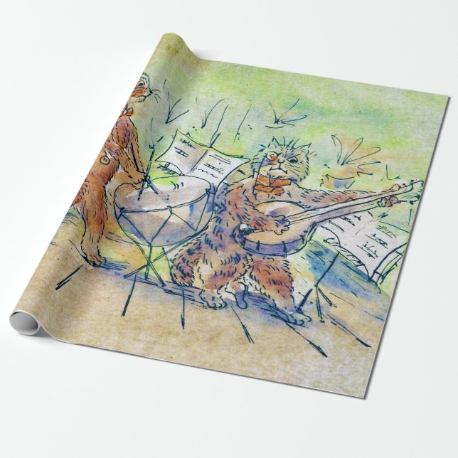 Cats Band, Louis Wain Geschenkpapier (Ungerollt)