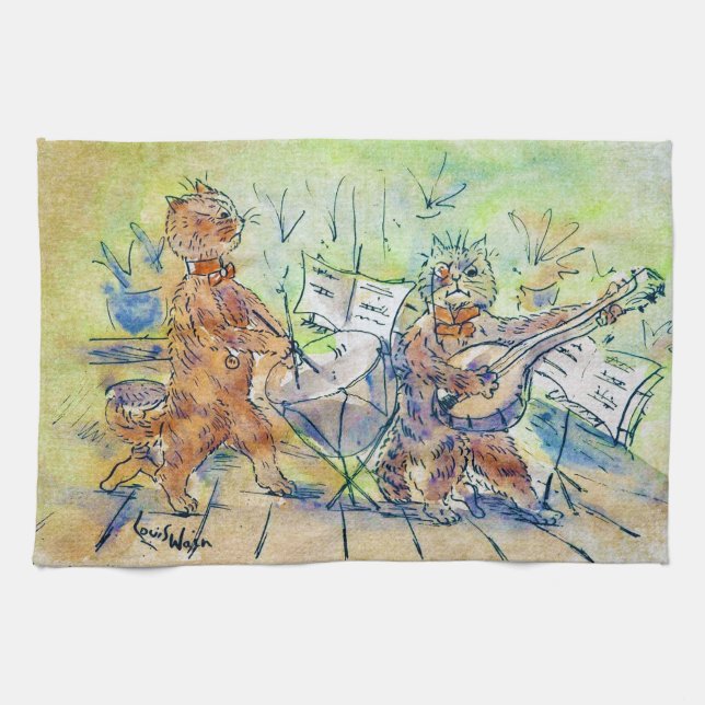 Cats Band, Louis Wain Geschirrtuch (Horizontal)