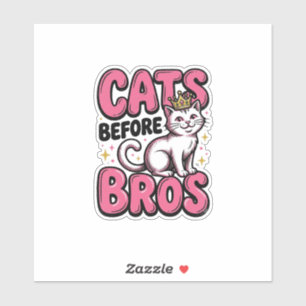 Cats Before Bros Vintage Cat Crown Shirt Design_1 Aufkleber