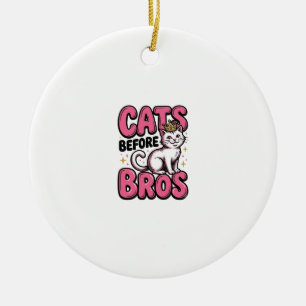 Cats Before Bros Vintage Cat Crown Shirt Design_1 Keramik Ornament