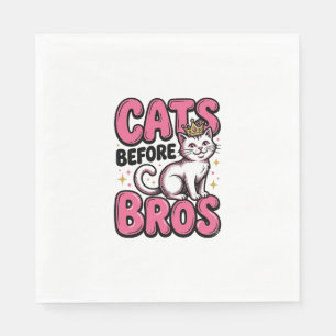 Cats Before Bros Vintage Cat Crown Shirt Design_1 Serviette