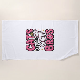 Cats Before Bros Vintage Cat Crown Shirt Design_1 Strandtuch