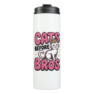 Cats Before Bros Vintage Cat Crown Shirt Design_1 Thermosbecher
