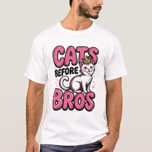 Cats Before Bros Vintage Cat Crown T-Shirt Design_