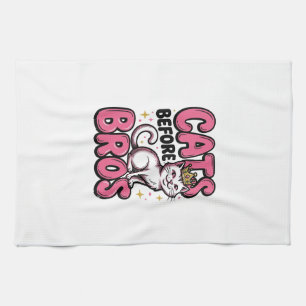 Cats Before Bros Vintage Cat Crown T-Shirt Design_ Geschirrtuch