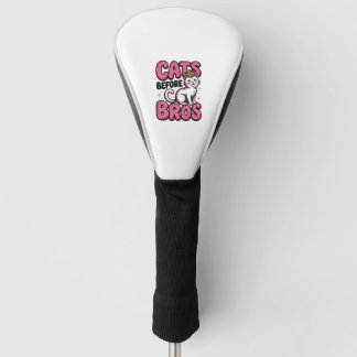 Cats Before Bros Vintage Cat Crown T-Shirt Design_ Golf Headcover