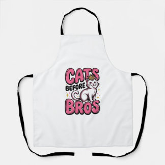 Cats Before Bros Vintage Cat Crown T-Shirt Design_ Schürze