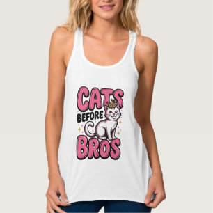 Cats Before Bros Vintage Cat Crown T-Shirt Design_ Tank Top
