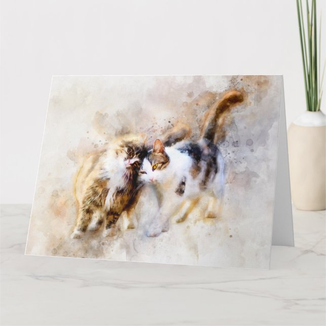 Cats Best Friends Forever Aquarell Dankeskarte (Vorderseite)