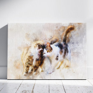 Cats Best Friends Forever Aquarell Leinwanddruck