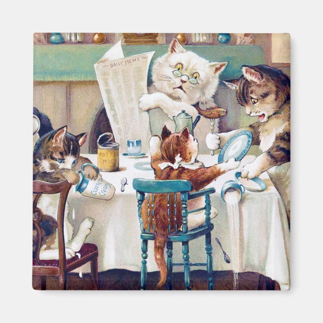 Cat's Breakfast Time, Louis Wain Magnet (Vorne)