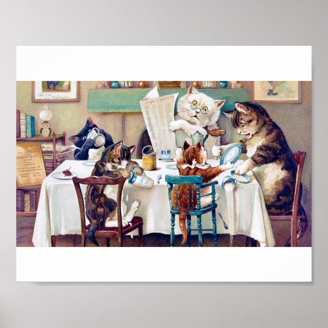 Cat's Breakfast Time, Louis Wain Poster (Vorne)
