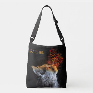 Cat's Butterfly Kisses Personalisiert Name Tragetaschen Mit Langen Trägern