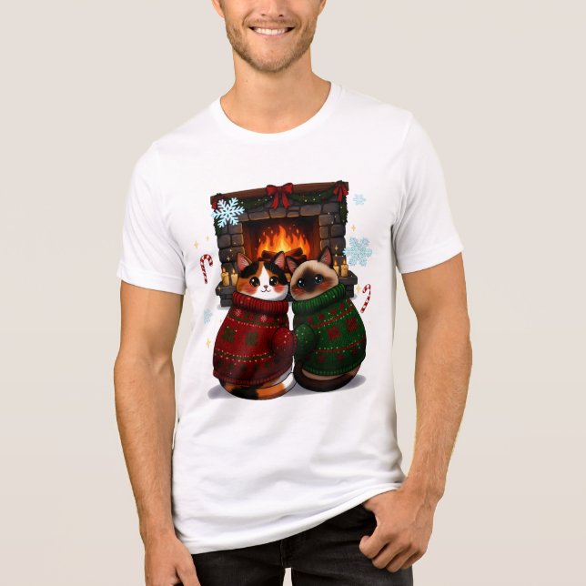 Cats by the Fireplace Tri-Blend Shirt (Vorderseite)