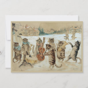 Cats Carol Singing Postcard Feiertagskarte