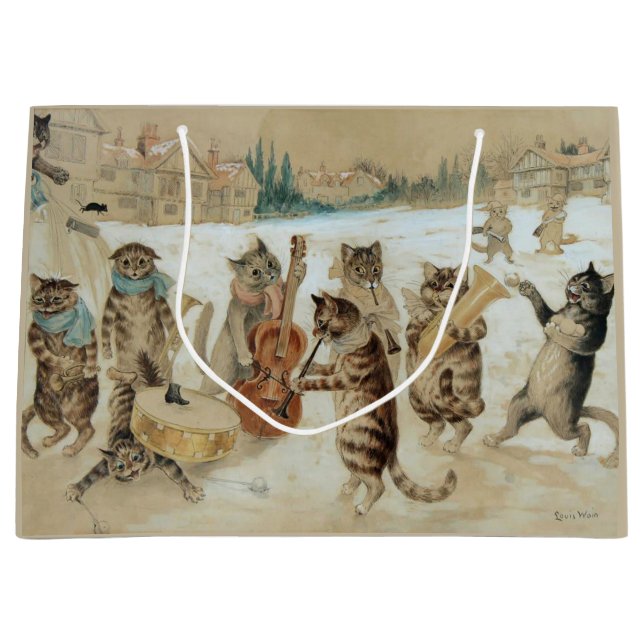 Cats Carol Singing von Louis Wain Große Geschenktüte (Vorderseite)