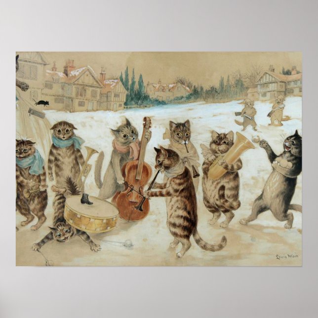 Cats Carol Singing von Louis Wain Poster (Vorne)