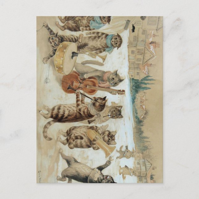 Cats Carol Singing von Louis Wain Postkarte (Vorderseite)